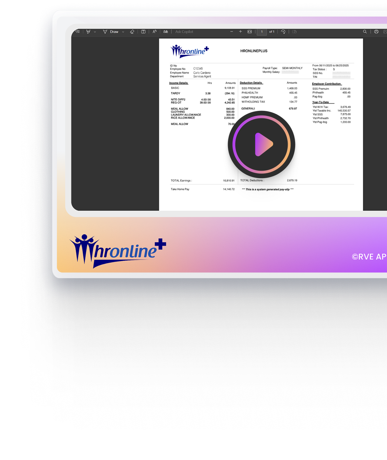 HROnline+ App Interface